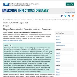 CDC EID - AOUT 2021 - Plague Transmission from Corpses and Carcasses