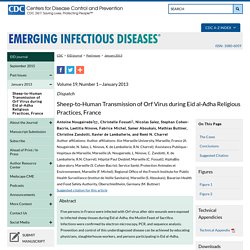 CDC EID – DEC 2012 – Au sommaire: Sheep-to-Human Transmission of Orf Virus during Eid al-Adha Religious Practices, France