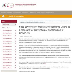 HPSC_IE 10/11/20 Face coverings or masks are superior to visors as a measure for prevention of transmission of COVID-19