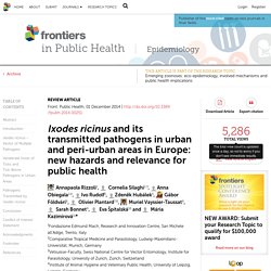 FRONTIERS IN PUBLIC HEALTH 01/12/14 Ixodes ricinus and its transmitted pathogens in urban and peri-urban areas in Europe: new hazards and relevance for public health