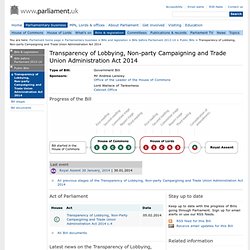 Transparency of Lobbying, Non-party Campaigning and Trade Union Administration Bill 2013-14