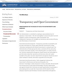 Transparency and Open Government - Barack Obama