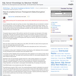 How to enable/remove Transparent Data Encryption (TDE) - SQL Server Knowledge by Batuhan YILDIZ
