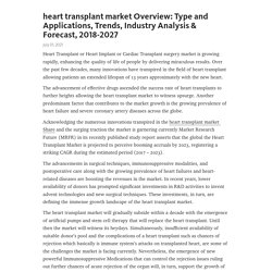 heart transplant market Overview: Type and Applications, Trends, Industry Analysis & Forecast, 2018-2027 – Telegraph