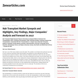 Hair Transplant Market Synopsis and Highlights, Key Findings, Major Companies’ Analysis and Forecast to 2027 – Zonearticles.com