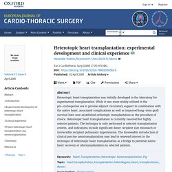 Heterotopic heart transplantation: experimental development and clinical experience