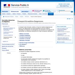 service-public.fr - Transport de matières dangereuses