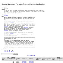 Service Name and Transport Protocol Port Number Registry