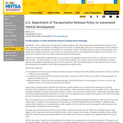 U.S. Department of Transportation Releases Policy on Automated Vehicle Development