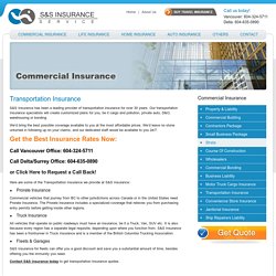 Transportation Insurance Vancouver, Transportation Insurance Surrey, Delta, BC, Canada