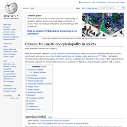 Chronic traumatic encephalopathy in sports