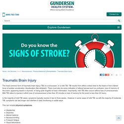 Traumatic Brain Injury - Gundersen Health System - La Crosse, Wisconsin
