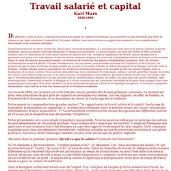 Travail salarié et capital - Marx
