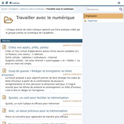 Travailler avec le numérique - Lettres