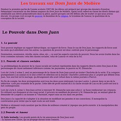 Les travaux concernant Dom Juan de Molière