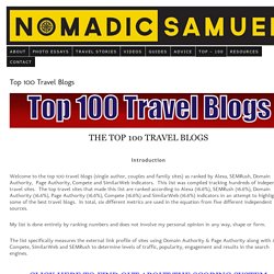Top 100 Travel Blogs by Domain and Page Authority, SEMRush and Alexa