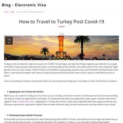 How to Travel to Turkey Post Covid-19 - Blog - Electronic Visa