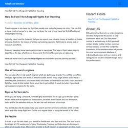 How To Find The Cheapest Flights For Traveling - Telephone Directory