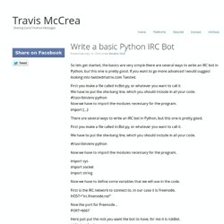 Travis McCrea » Write a basic Python IRC Bot