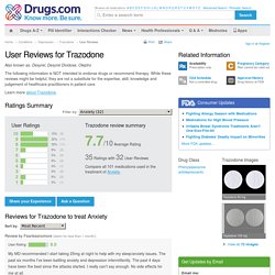 Trazodone User Reviews for Anxiety at Drugs.com