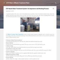 ETP Waste Water Treatment System: Its Importance and Working Process