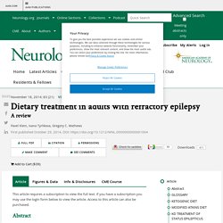 Dietary treatment in adults with refractory epilepsy
