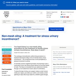 Non-mesh sling: A treatment for stress urinary incontinence?