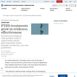 PTSD treatments grow in evidence, effectiveness