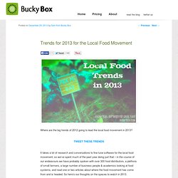Trends for 2013 for the Local Food Movement