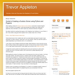 Trevor Appleton: Guide to Creating a Sudoku Solver using Python and Pygame