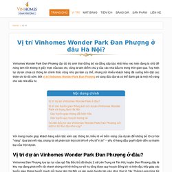 Vị trí Vinhomes Wonder Park Đan Phượng ở đâu Hà Nội?