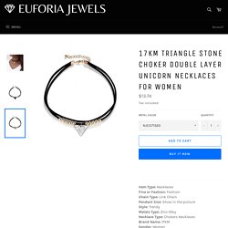 17KM Triangle Stone Choker Double Layer Unicorn Necklaces for Women