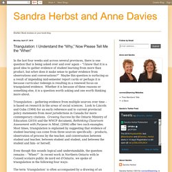 Sandra Herbst and Anne Davies: Triangulation: I Understand the “Why,” Now Please Tell Me the “When”