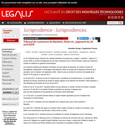 Tribunal de commerce de Nanterre, 5ème ch., jugement du 23 avril 2019