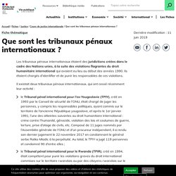 Tribunaux pénaux internationaux/ sous l'égide de l'ONU