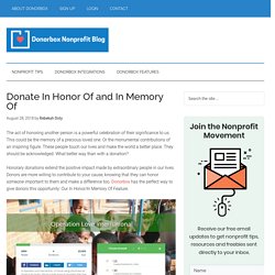Donate In Honor Of, In Memory Of & Tribute Donation Features for NP