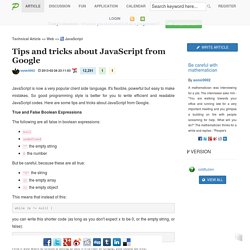 Tips and tricks about JavaScript from Google