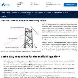 Tips and Tricks For Aluminum Scaffolding Safety