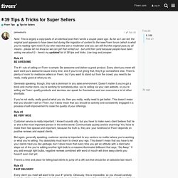 39 Tips & Tricks for Super Sellers - Fiverr Tips / Tips for Sellers - Fiverr Forum