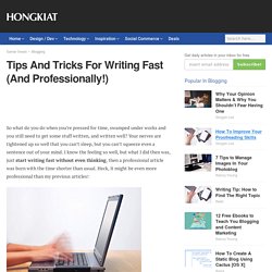 Tips And Tricks For Writing
