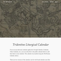 Tridentine Liturgical Calendar – Joe Antognini