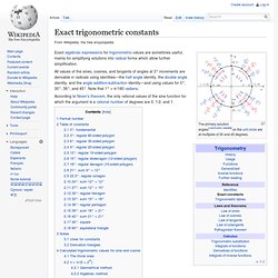 Exact trigonometric constants