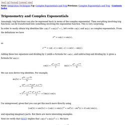 Trigonometry and Complex Exponentials