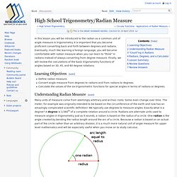 High School Trigonometry/Radian Measure