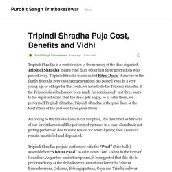 Tripindi Shradha Puja Cost, Benefits and Vidhi