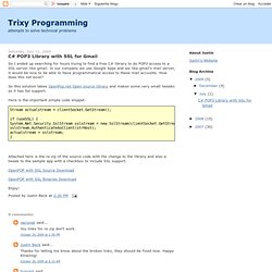 Trixy Programming: C# POP3 Library with SSL for Gmail