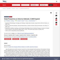 Trop. Med. Infect. Dis. 07/09/20 Global Perspectives on Arbovirus Outbreaks: A 2020 Snapshot