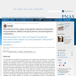 Microbiome of the upper troposphere: Species composition and prevalence, effects of tropical storms, and atmospheric implications