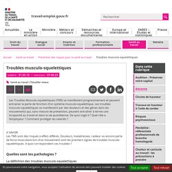 Troubles musculo-squelettiques - Ministère du Travail, de l'Emploi et de l'Insertion