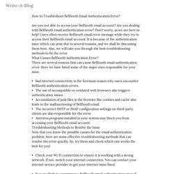 How to Troubleshoot BellSouth Email Authentication Error? — Write-A-Blog